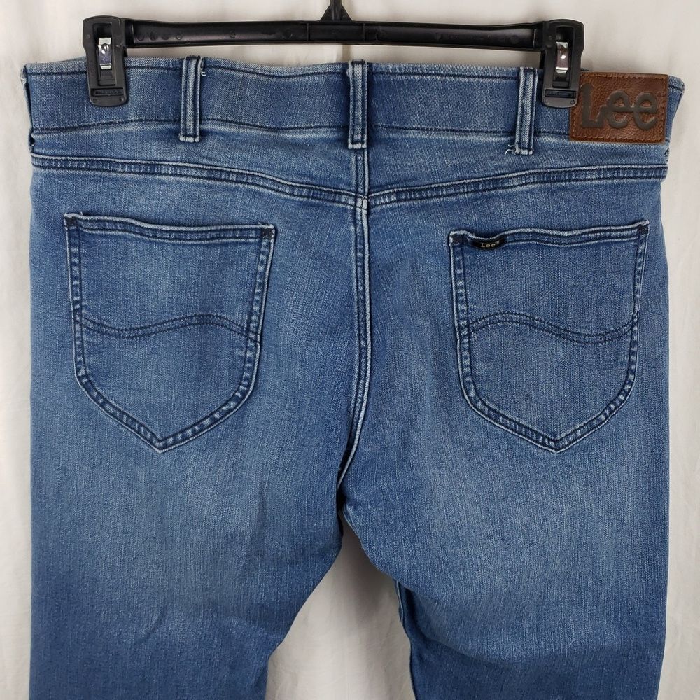 Lee Men's 40X30 Slim Fit Straight Leg Blue Jeans - Picture 7 of 13